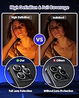 Vista 5 de Protector de lente de cámara con purpurina compatible con iPhone 15 Pro/iPhone 15 Pro Max, acrílico transparente y anillo de aleación de aluminio