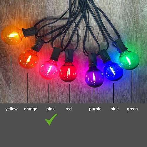 Miniatura 6 de Paquete de 25 bombillas de repuesto G40, bombillas LED de 120 V, para tira de luces E12 para exteriores, rosa transparente