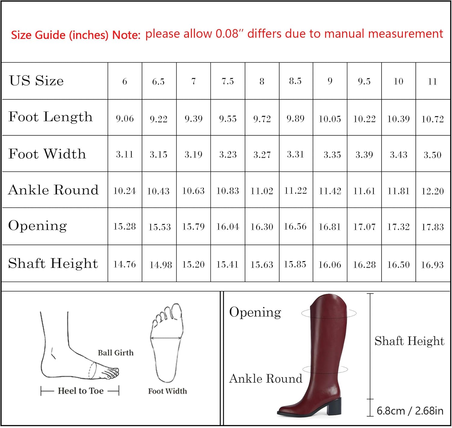 Modatope Women's Knee High Boots Pointed Toe Chunky Block Heel Tall Boots with Side Zipper Long Boot - Image 8