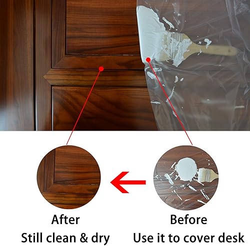 Miniatura 7 de 10 paños de plástico para pintor, impermeable, antipolvo, lona desechable de 9 x 12 pies, para pintar para funda de sofá y funda de muebles