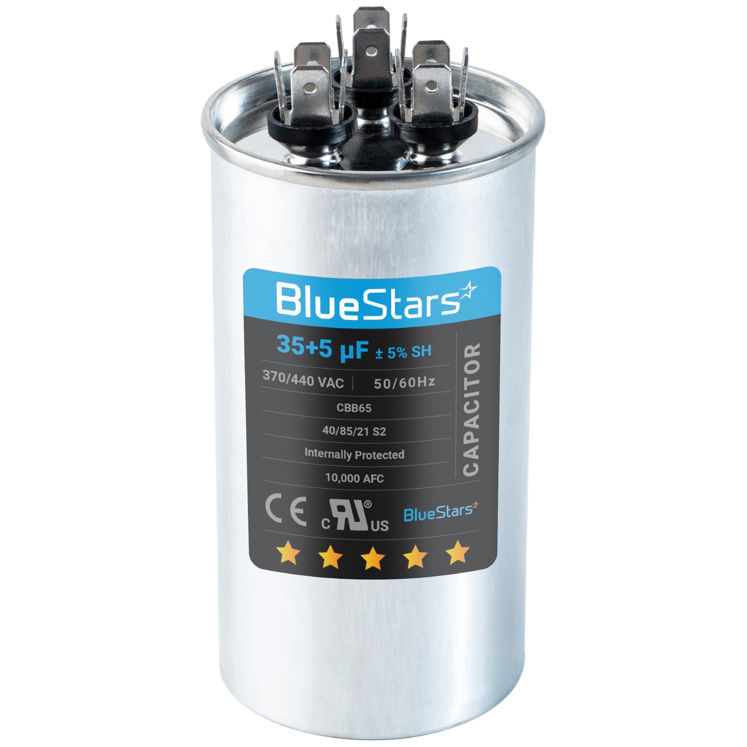 Photo 1 of [2025 Updated] BlueStars 35+5 uF 35/5 MFD 370-440VAC Dual Run Round Air Conditioner Capacitor - Fits AC Unit Fan Motor Start or Heat Pump or Condenser Straight Cool - Replaces 97F9834 Z97F9834