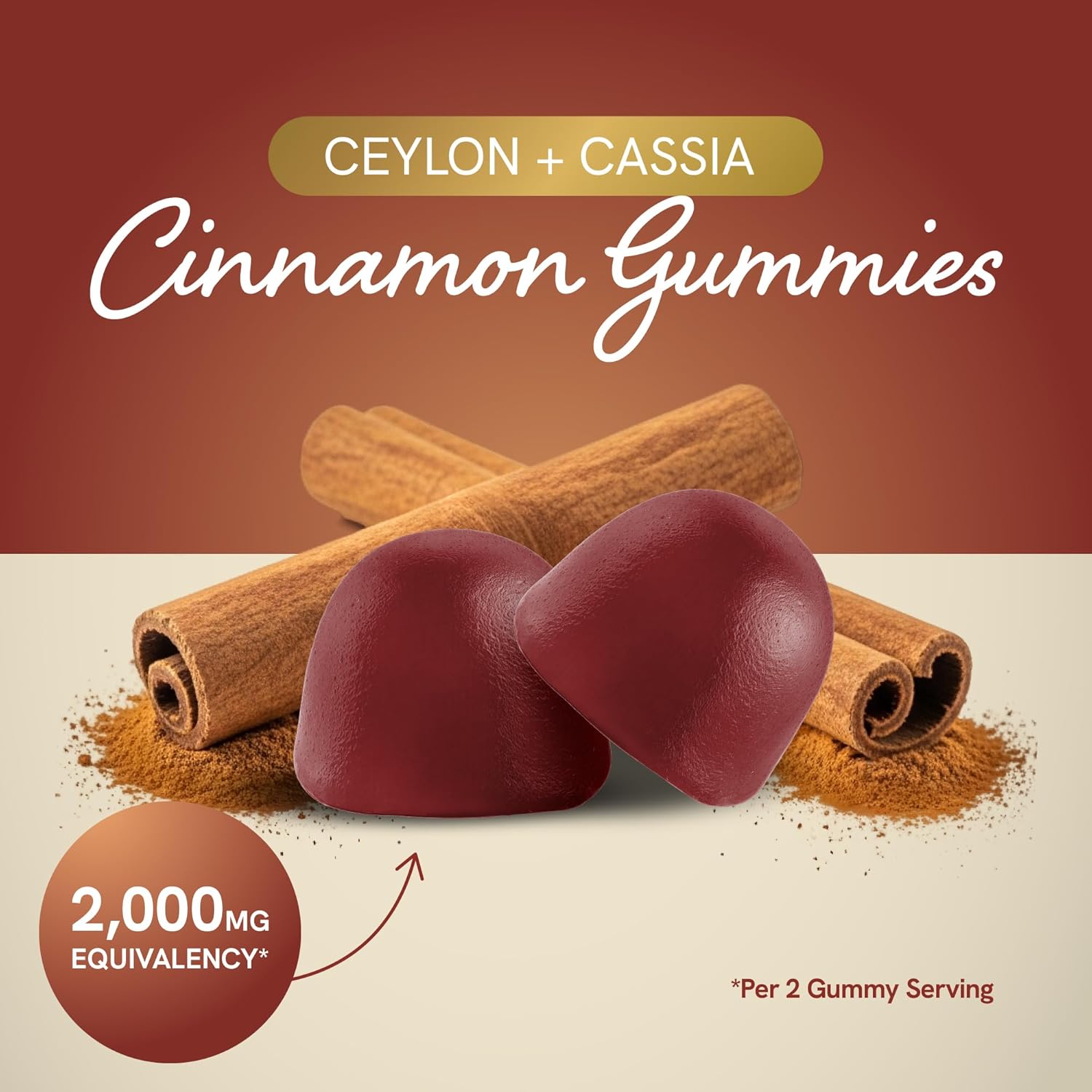 Sugar-Free Cinnamon Gummies 2000MG with Ceylon Cinnamon & Cassia Complex | Sugar-Free Lifestyle Supplement & Guilt-Free Apple Pie Flavor with Chromium | Vegan, Non-GMO, Gluten-Free | 60 Gummies - Image 4