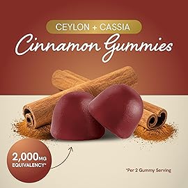 Sugar-Free Cinnamon Gummies 2000MG with Ceylon Cinnamon & Cassia Complex | Sugar-Free Lifestyle Supplement & Guilt-Free Apple Pie Flavor with Chromium | Vegan, Non-GMO, Gluten-Free | 60 Gummies