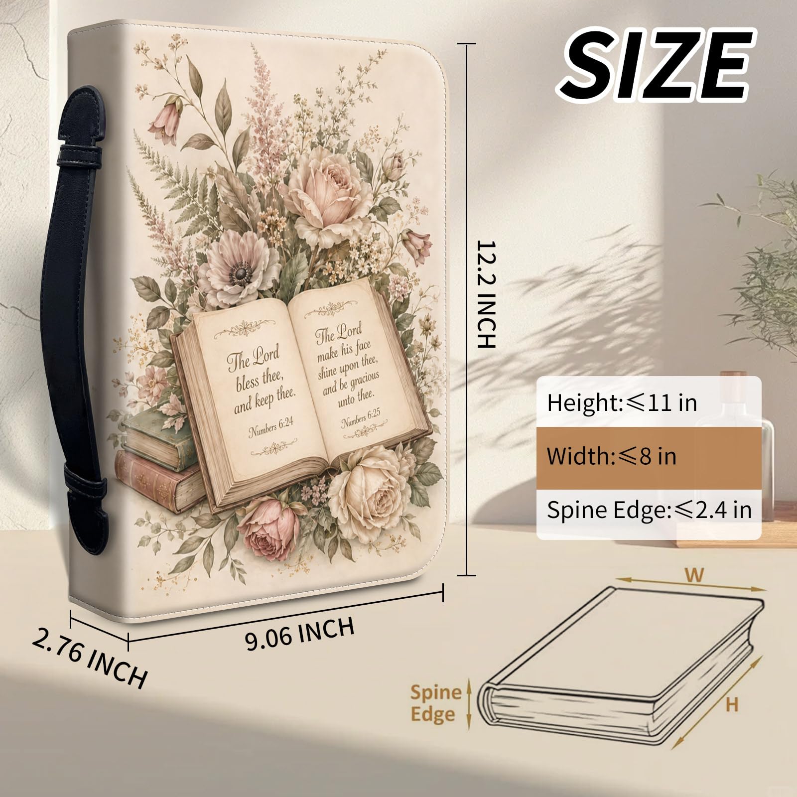 Étui en cuir synthétique pour femme, grand sac de bible, poignée et