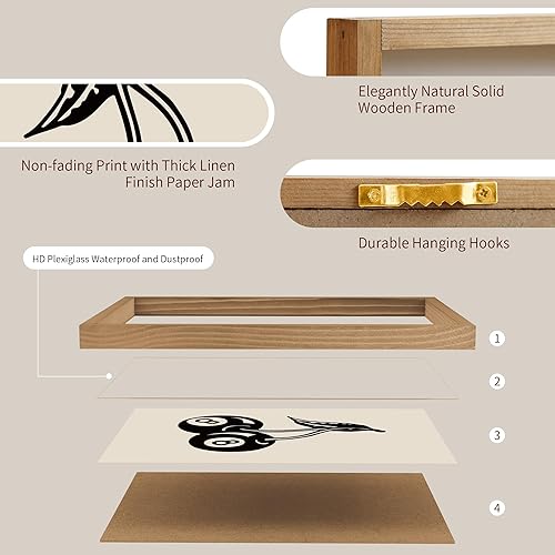 Miniatura 5 de Heiple Juego de 3 carteles enmarcados de póquer de la suerte tu, decoración de pared con impresión retro de moda para reina de corazones, arte de