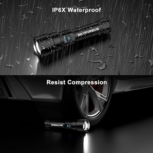 Miniatura 7 de SKYFIRE Linternas recargables de alto lúmenes con lente de encendido, linterna súper brillante de 5000 mAh, impermeable, luz táctica LED para