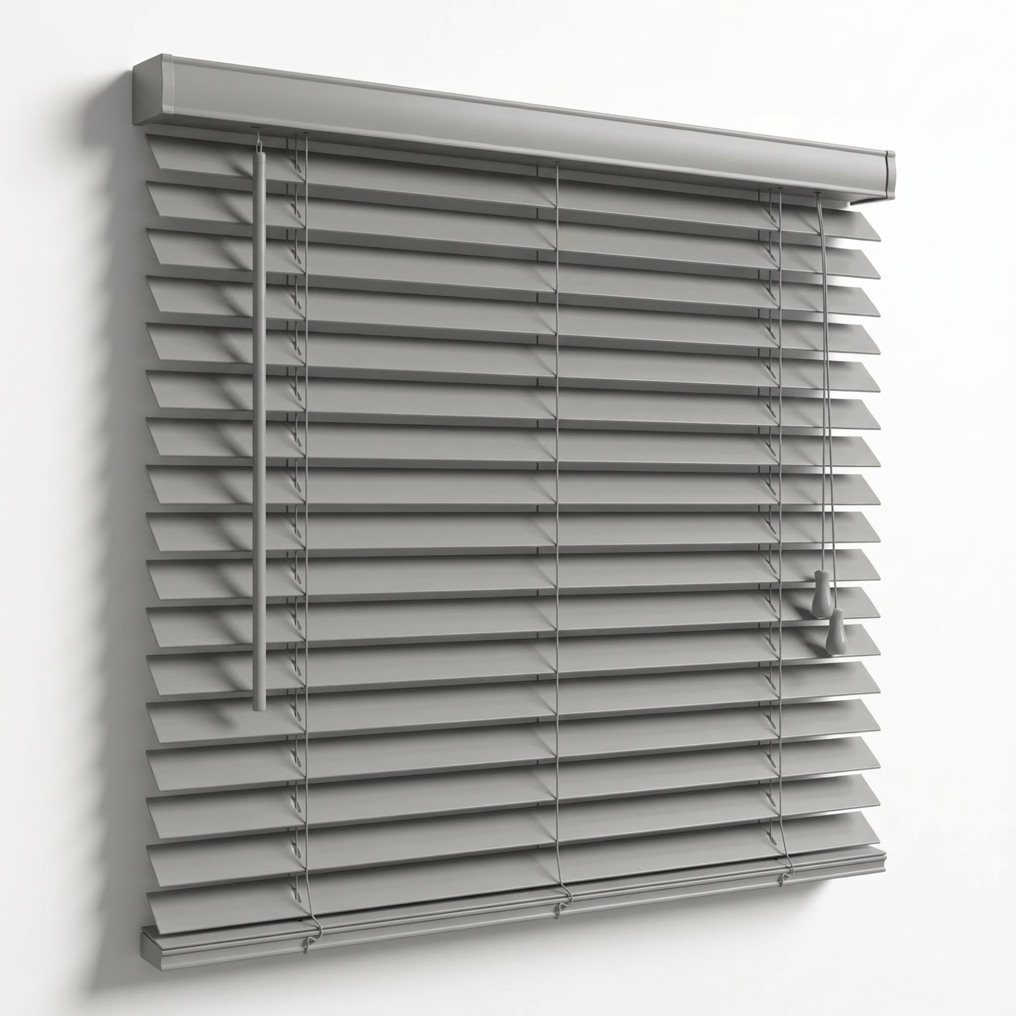 WILSONS DIRECT - PVC Venetian Window Blinds With Twist Open Close - Trimmable, Easy Fit with Twist Wand & Child-Safe Cords - Moisture Resistant Slat Wall & Recess Mount (Grey/Silver, 120W x 150H cm)
