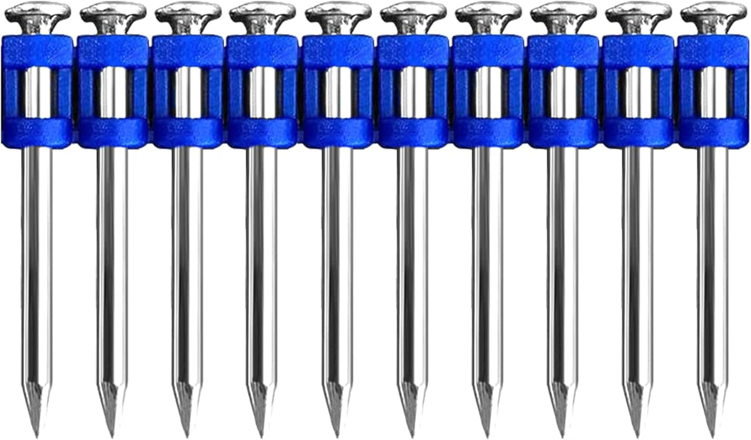 Meite 12 Gauge Plastic Collated Concrete Nails Drive Pins, 7/8" Length .109" Smooth Shank, Mechanical Galvanized Gas Pipe Fastening Nails for Drywall Track Steel-to-Concrete Framing (2,000 Count)
