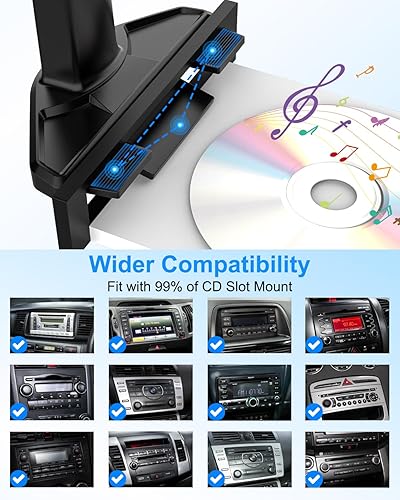 Miniatura 2 de Soporte para tablet de automóvil, ranura para CD, brazo ajustable en altura, soporte para tableta para reproductor de CD de automóvil, abrazadera