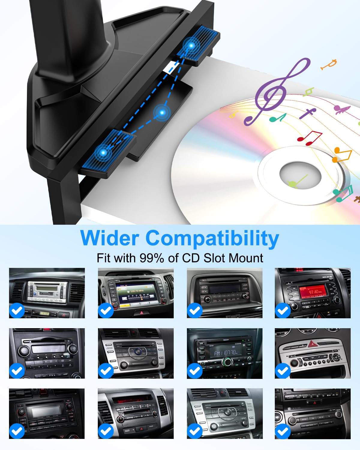 Support Tablette Voiture CD, [Bras Télescopique] Support iPad Voiture CD avec Rotatif à 360, Support Tablette Voiture pour Lecteur de CD pour iPad Pro Air, Galaxy Tab, 4-12.9" Tablette