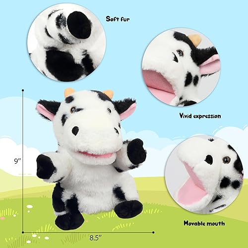 Miniatura 5 de Easfan Juguete de peluche de marioneta de mano con boca movible para juegos de rol, cuentos preescolar, enseñanza, regalos de cumpleaños para niños