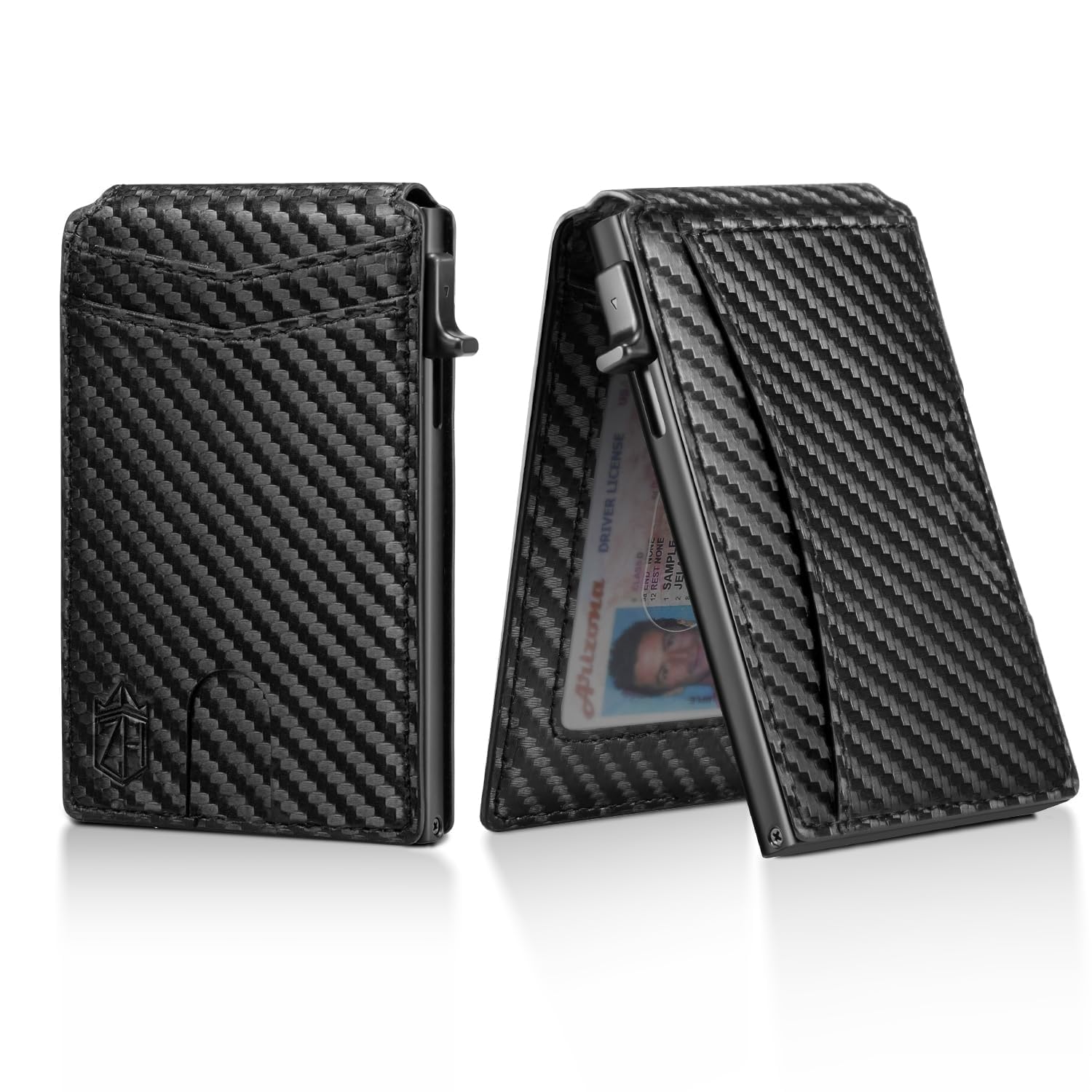 Zitahli Card Holder Wallet for Men, RFID Blocking Slim Wallet with ID window,Pop Up Metal credit card holder, Bifold Minimalist Wallet idea gifts for