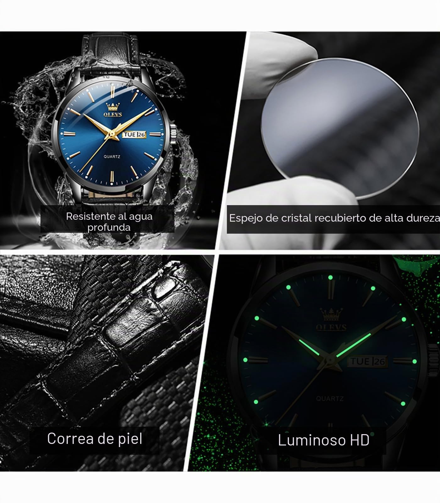 OLEVS Amazon Watches, Reloj de Cuero marrón para Hombre, Reloj Luminoso para Hombre, Reloj de Vestir para Hombre, Reloj de Cuarzo de Moda para Hombre, Relojes Marrones Impermeables
