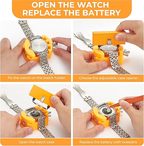 Miniatura 22 de Ohuhu - Kit de reparación de reloj, 192 piezas mejoradas de alta resistencia para extracción de eslabones de reloj, kit de herramientas de repuesto