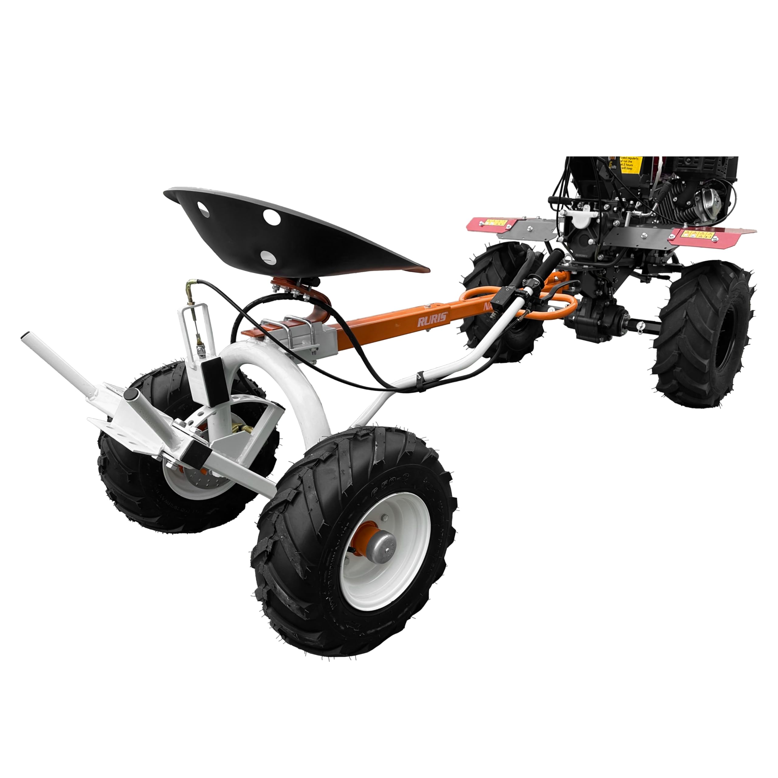 Siedzisko holownicze, wózek z hamulcami, traktor, jednoosiowy, glebogryzarka, urządzenie do montażu haków i mini traktorów