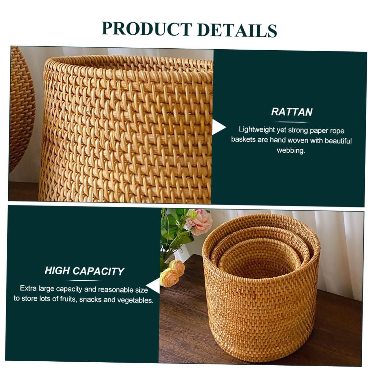 SHINEOFI Cestino in Rattan a Forma Rotonda Stile Pastorale Piccolo Portaoggetti Versatile per Casa e Scrivania Design Naturale e Decorativo per Organizzare Accessori e Rifiuti