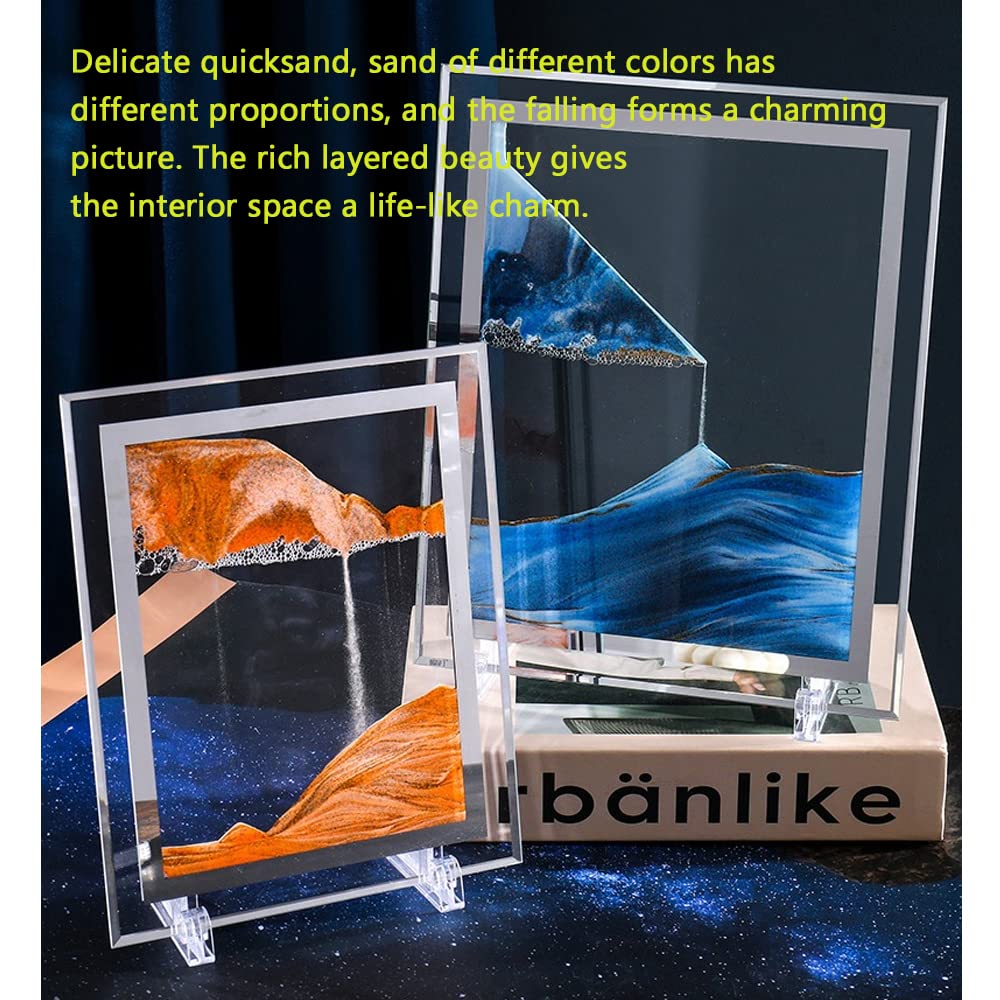WANLIAN Image d'art de sable en mouvement, image de sable dynamique, art de sable de bureau doré pour la décoration intérieure et le bureau de grande taille (9 x 7 pouces)