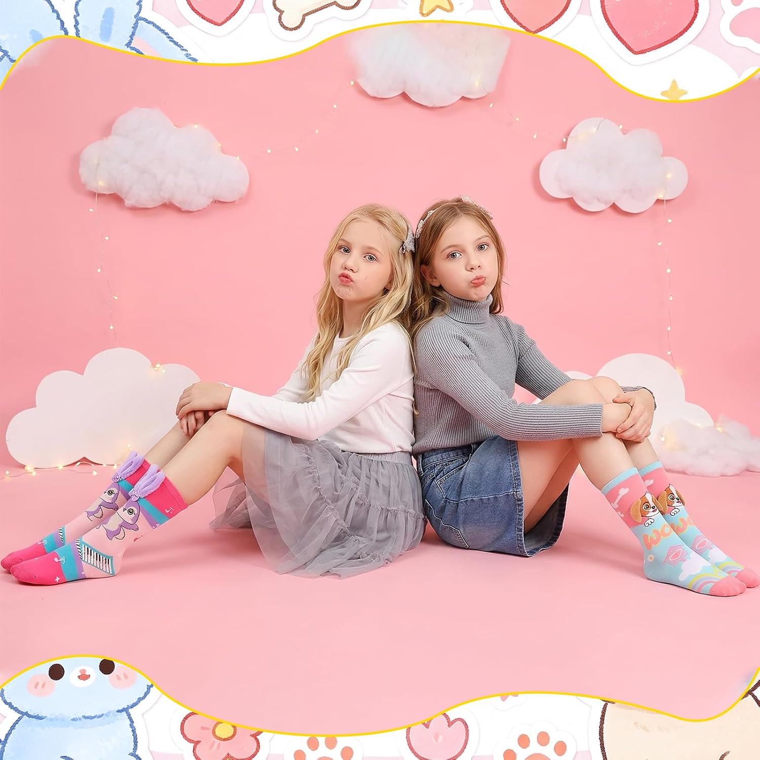 2 Pairs Crazy Socks for Kids Wacky Knee High Socks image 2