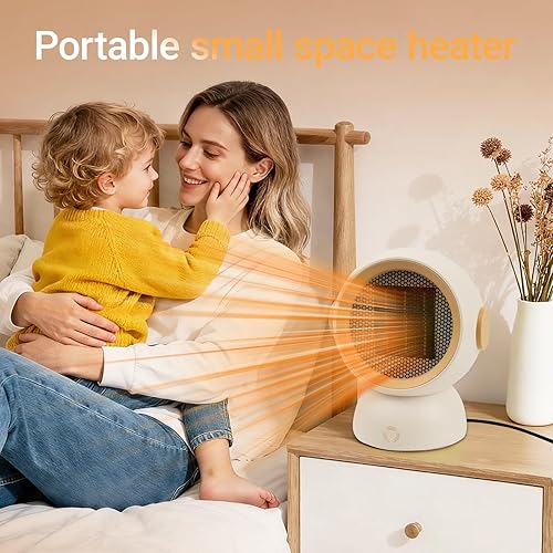 Miniatura 9 de Calentador de espacio, calentadores eléctricos portátiles para habitación pequeña, para uso en interiores, dos velocidades, 1200 W, mini