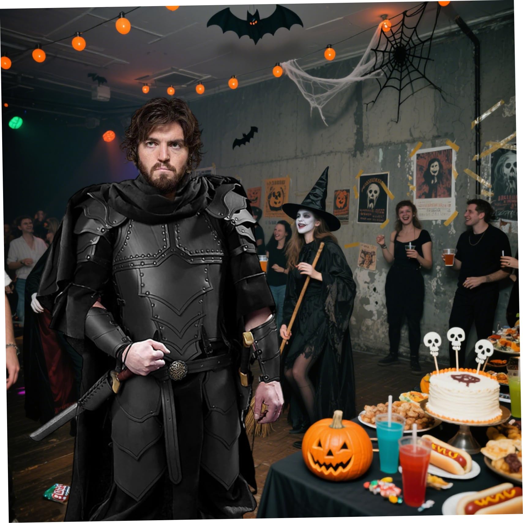 Armatura da Cavaliere Medievale, Armatura Toracica in Pelle PU per Uomo, Costume da pettorale Vichingo Regolabile per la Festa Cosplay di Halloween