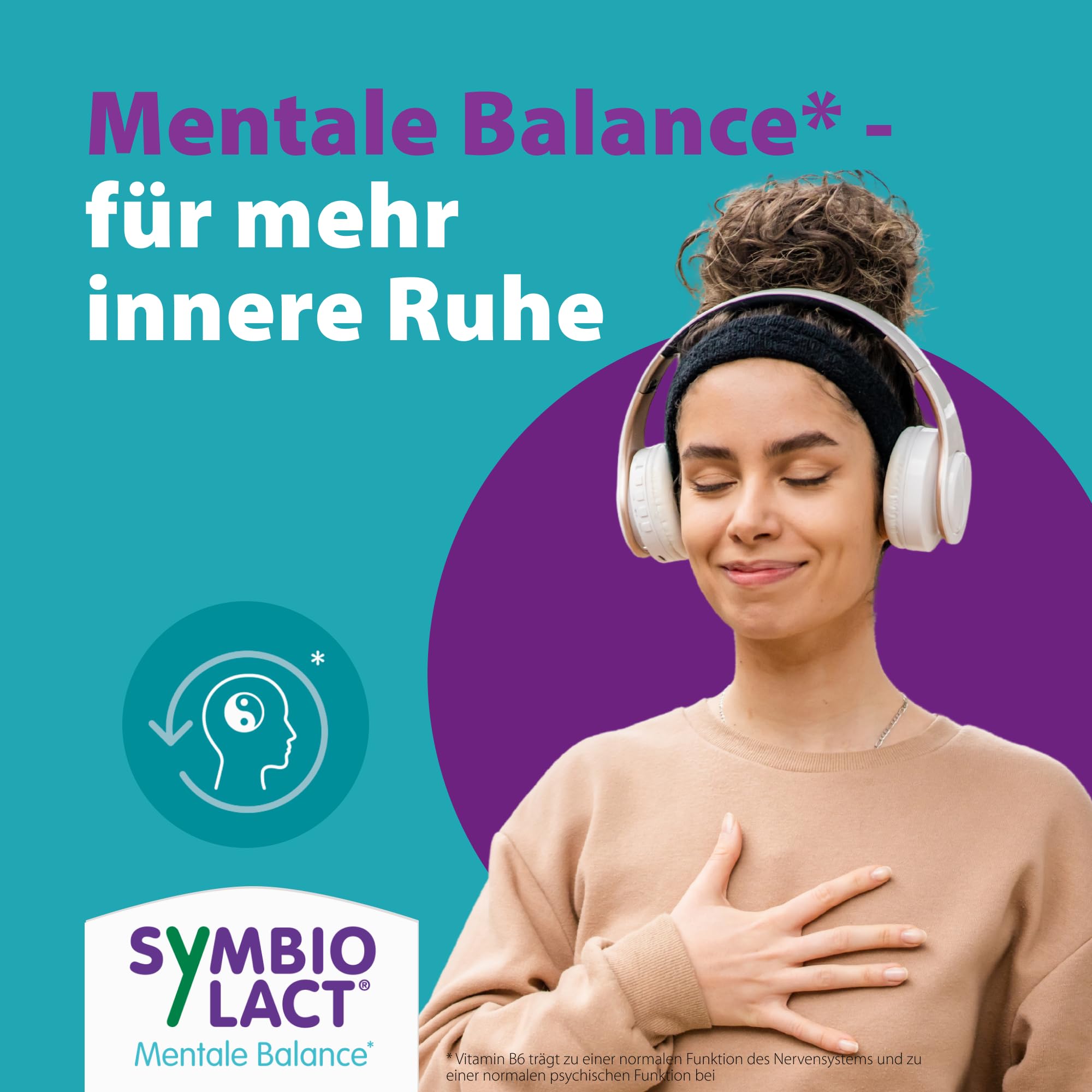 SymbioLact Mentale Balance für das Nervensystem, 30 Kapseln | Mit Milchsäurebakterien, Ashwagandha und Vitamin B6, glutenfrei, laktosefrei, vegan