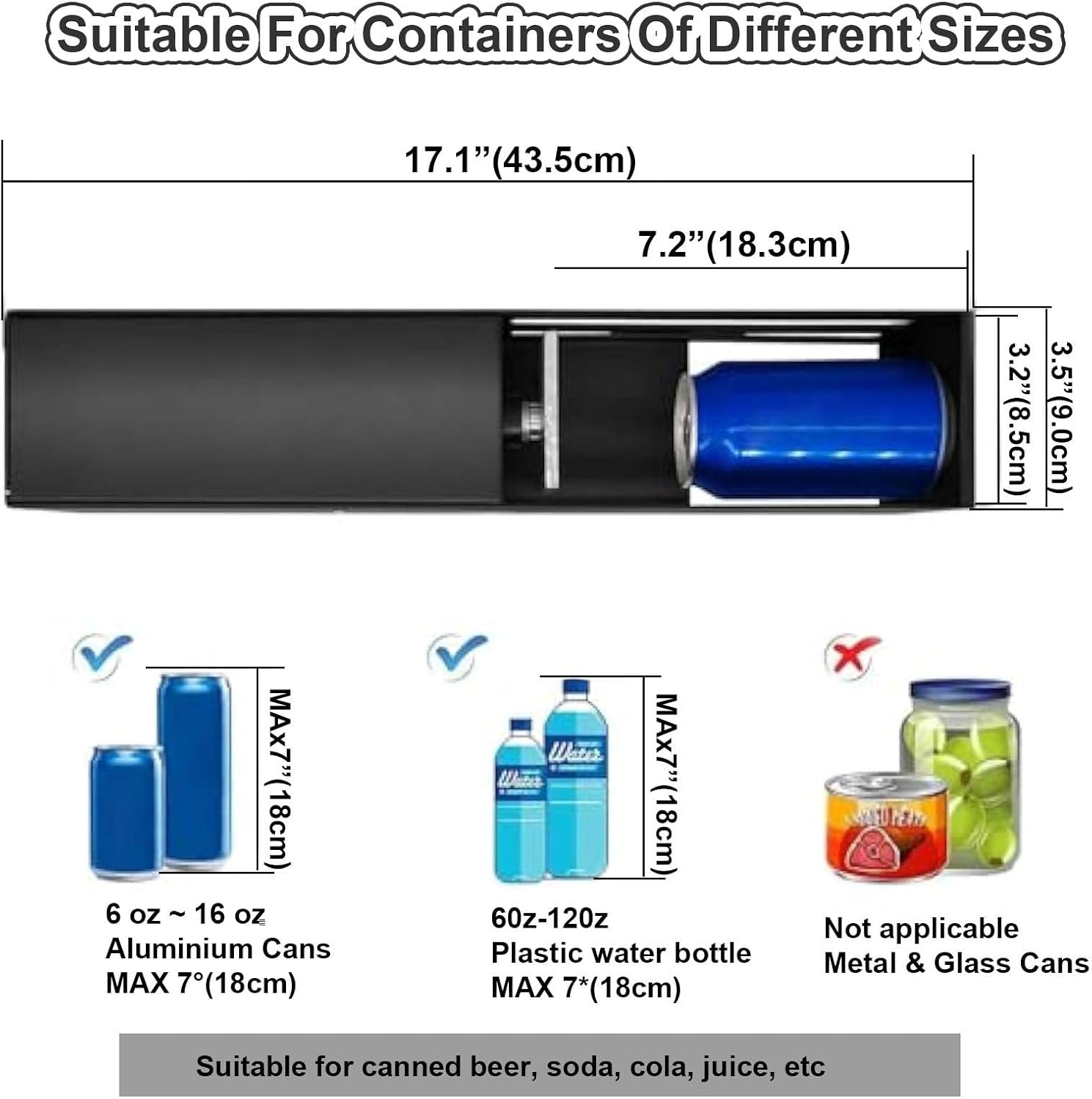 Air Cylinder Can Crusher, Heavy Duty Soda Beer Smasher, Recycling Tool Used to Recycle 160-500ml Cans, 250-350ml Plastic Water Bottles,Black