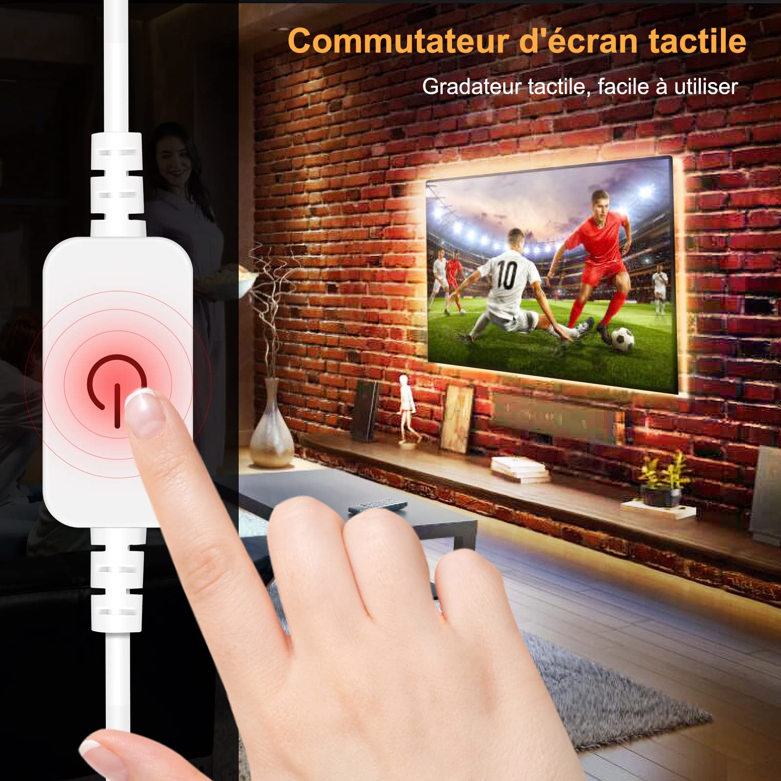 Ruban LED COB USB 2m Blanc Chaud - Gradable Tactile - Flexible Pour TV, Chambre, Déco - 5V