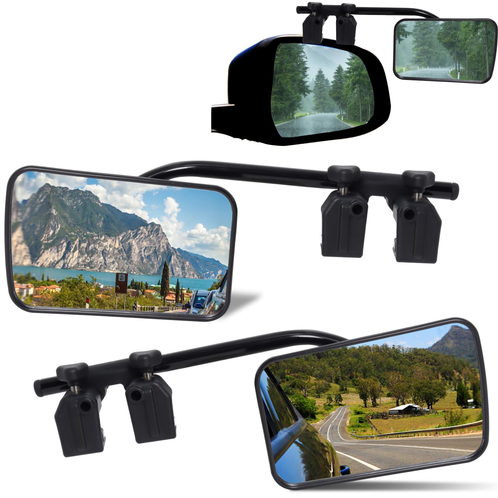 Gekufa 2 Stück Wohnwagenspiegel universal, einstellbar außenspiegel wohnwagen, wohnwagen spiegel auto für alle gängigen Fahrzeuge, Autos, Wohnwagen, Whnwagen