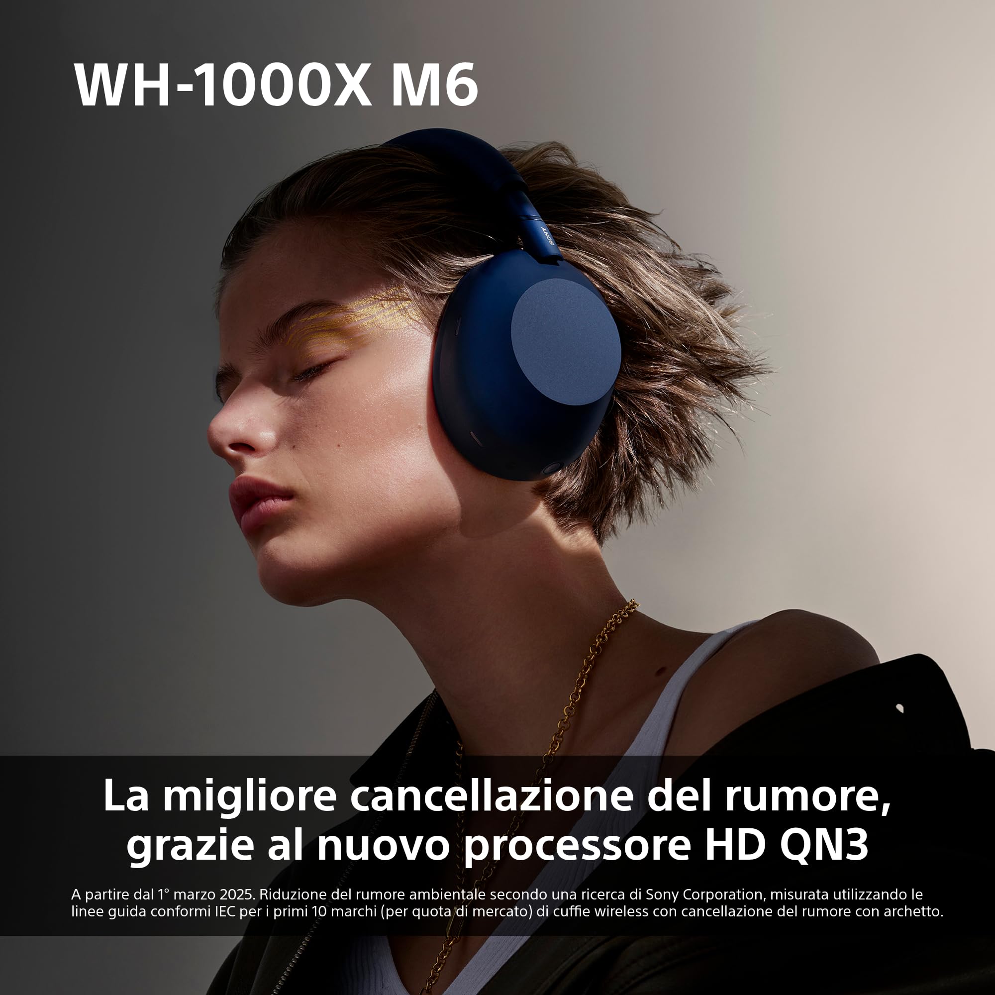 Sony WH-1000XM6 Cuffie wireless Premium con cancellazione del rumore, audio Hi-Res, massimo comfort, design pieghevole, custodia resistente, batteria da 30 ore, iOS e Android - Black