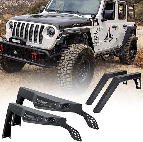 Guardabarros para Jeep Wrangler JL & JLU Unlimited Rubicon Sahara 2DR & 4DR HAWKLEY Off-Road - Llantas de acero de aleación todoterreno para