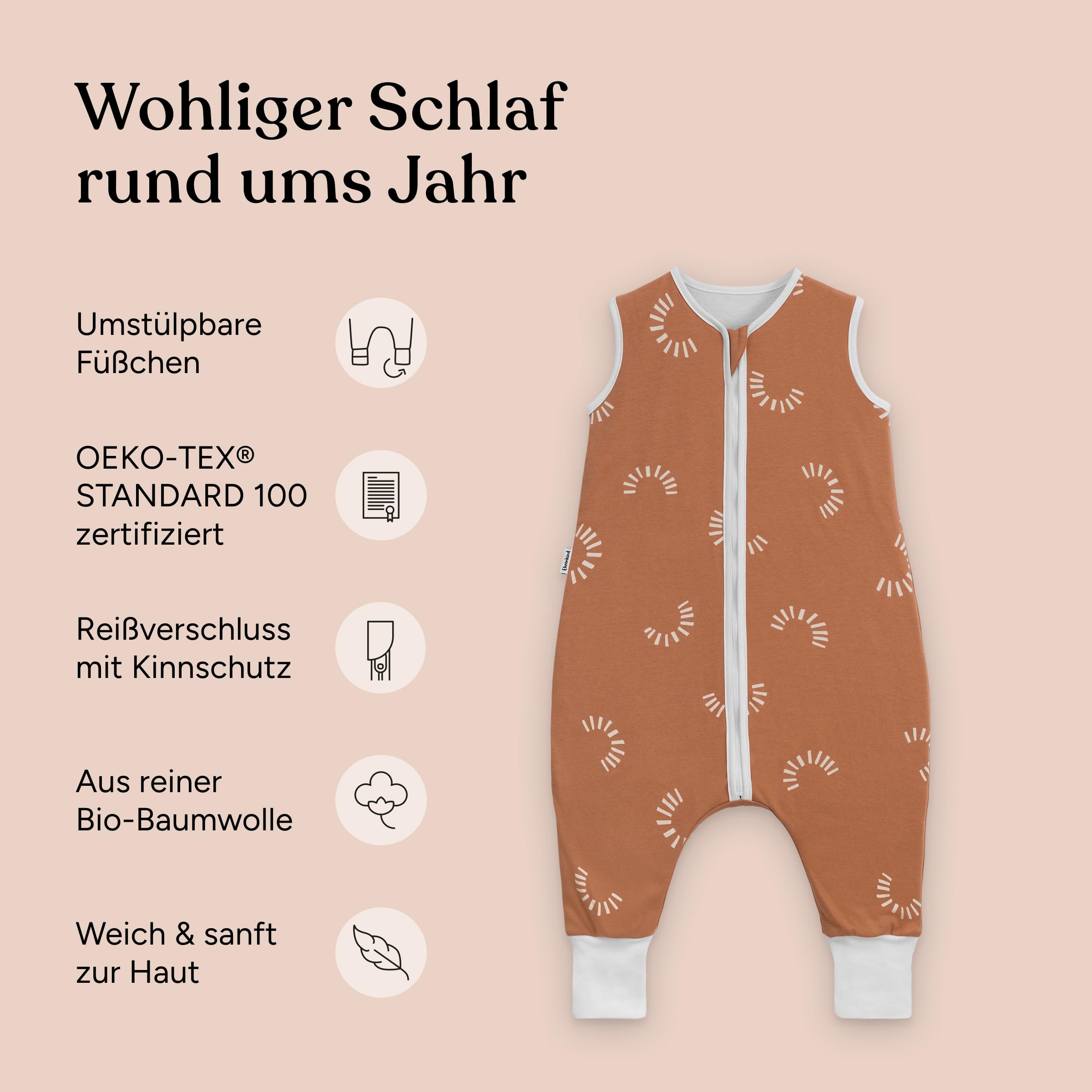 Ehrenkind® Schlafsack mit Füßen | Ganzjahr 2.5 TOG | Babyschlafsack mit 100% Bio-Baumwolle OEKO-TEX