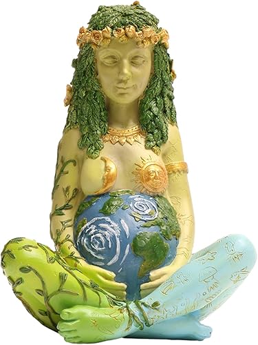 Estatua de la Madre Tierra, 7 "Fertilidad Gaia Diosa Estatua, Naturaleza Embarazada Wiccan Altar Suministros, Moon Yoga Alter Table Witchcraft