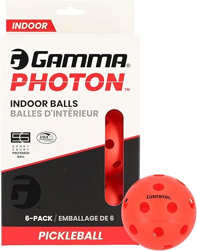 Gamma Photon Indoor Pickleballs, 26 Holes for Precise Indoor Flight, USAPA Approved Pickle Ball for Tournament Play, High Visibility, Durable,