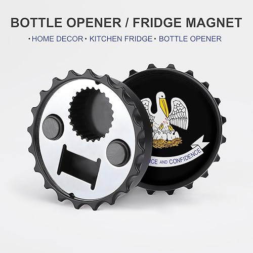 Miniatura 5 de Abrebotellas con bandera de Luisiana, portátil, para bebidas, cerveza, con adhesivo magnético para nevera, para mujeres y hombres