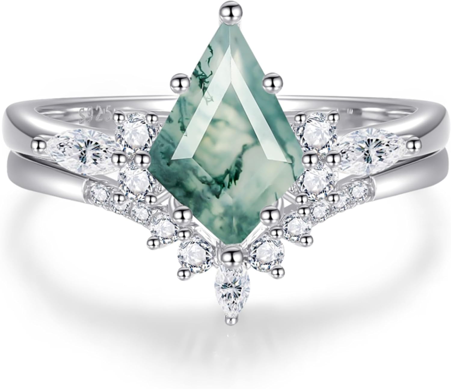 Natural Gemstone Rings Sterling Silver Engagement Rings for Women Kite Cut Lapis Lazuli Wedding Rings Lapis Lazuli Promise Ring Gift For Valentine's Day Size 5-9