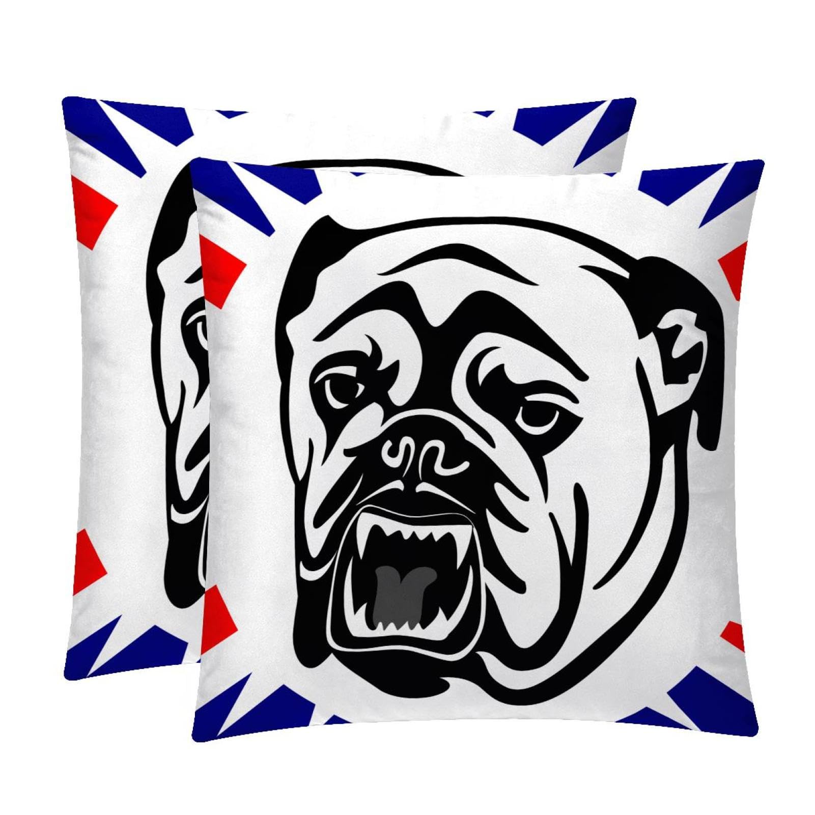 TDGKPZ Bulldog Flag Throw Pillow Covers 2 Pack Cushion Cases Decorative Pillow Cases Home Decor 45x45cm