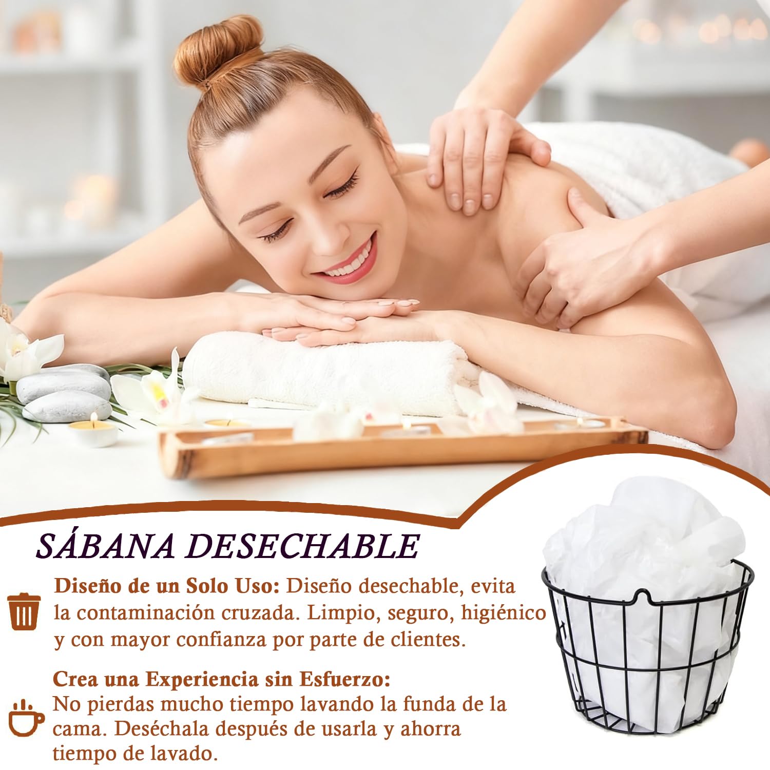 100 PCS Sabanas Desechables Camilla Masaje, 80x180cm Sábanas Desechables No Tejidas Transpirable TNT SMS Toallas Desechables para Masajes Belleza Salones Tatuaje SPA Clinicas Hospital, Blanco
