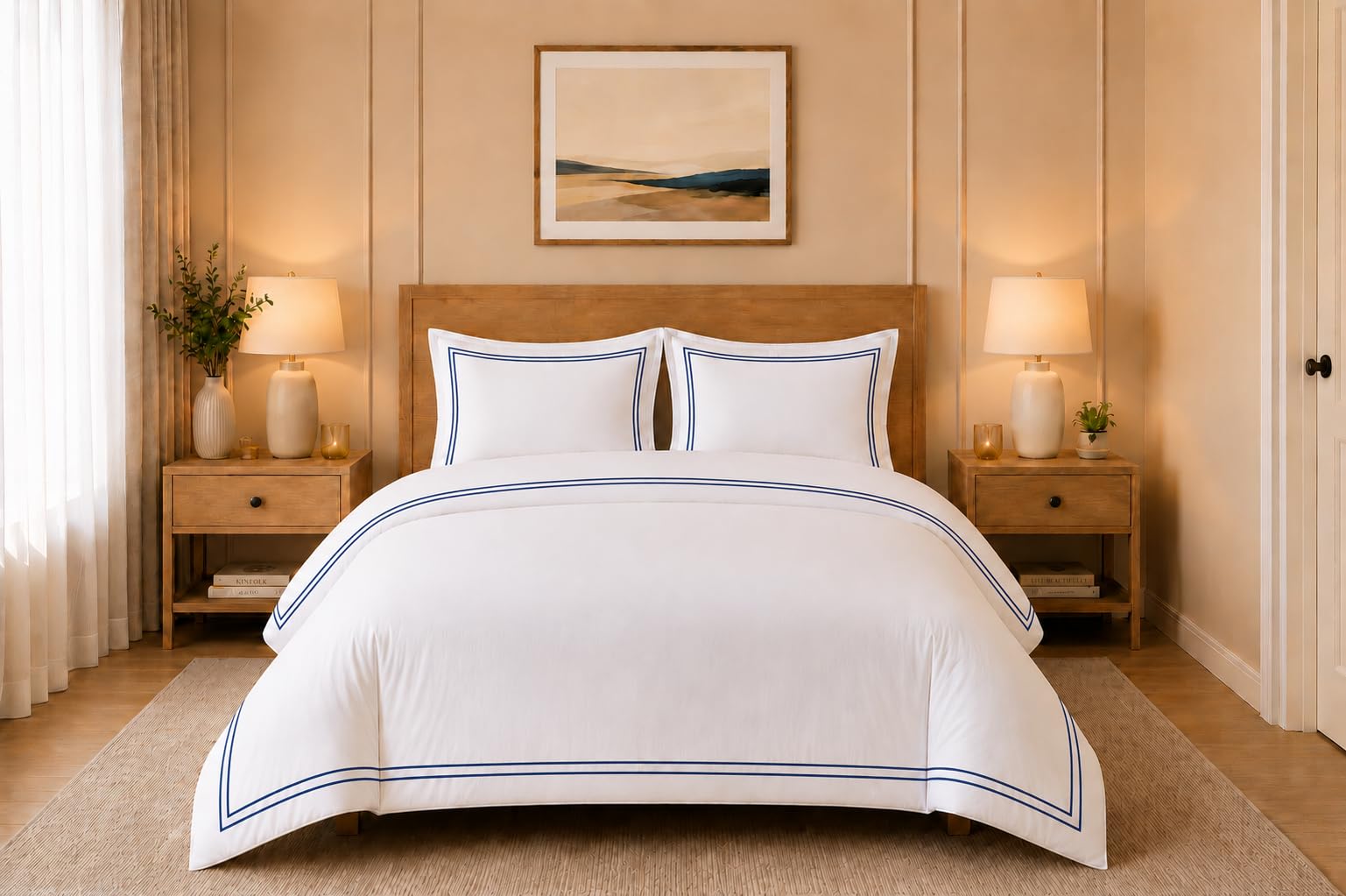 Pamposh 100% Cotton Super King Duvet Set 800 Thread Count Extra Long Staple