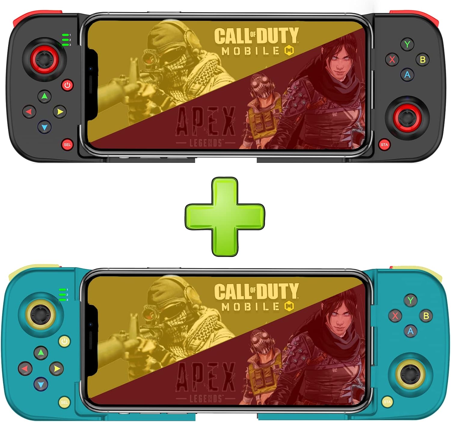 Mobile Game Controller Gamepad for iPhone iOS Android PC: Works with iPhone13/12/11/X, iPad, Samsung Galaxy, Motorola, TCL, Tablet, Apex Legends, Call of Duty - (Black+Blue)