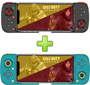 Megadream Mobile Game Controller Gamepad for iPhone iOS Android PC Works with iPhone13/12/11/X, iPad, Samsung Galaxy, Motorola, TCL, Tablet, Apex Legends, Call of Duty - Black+Blue