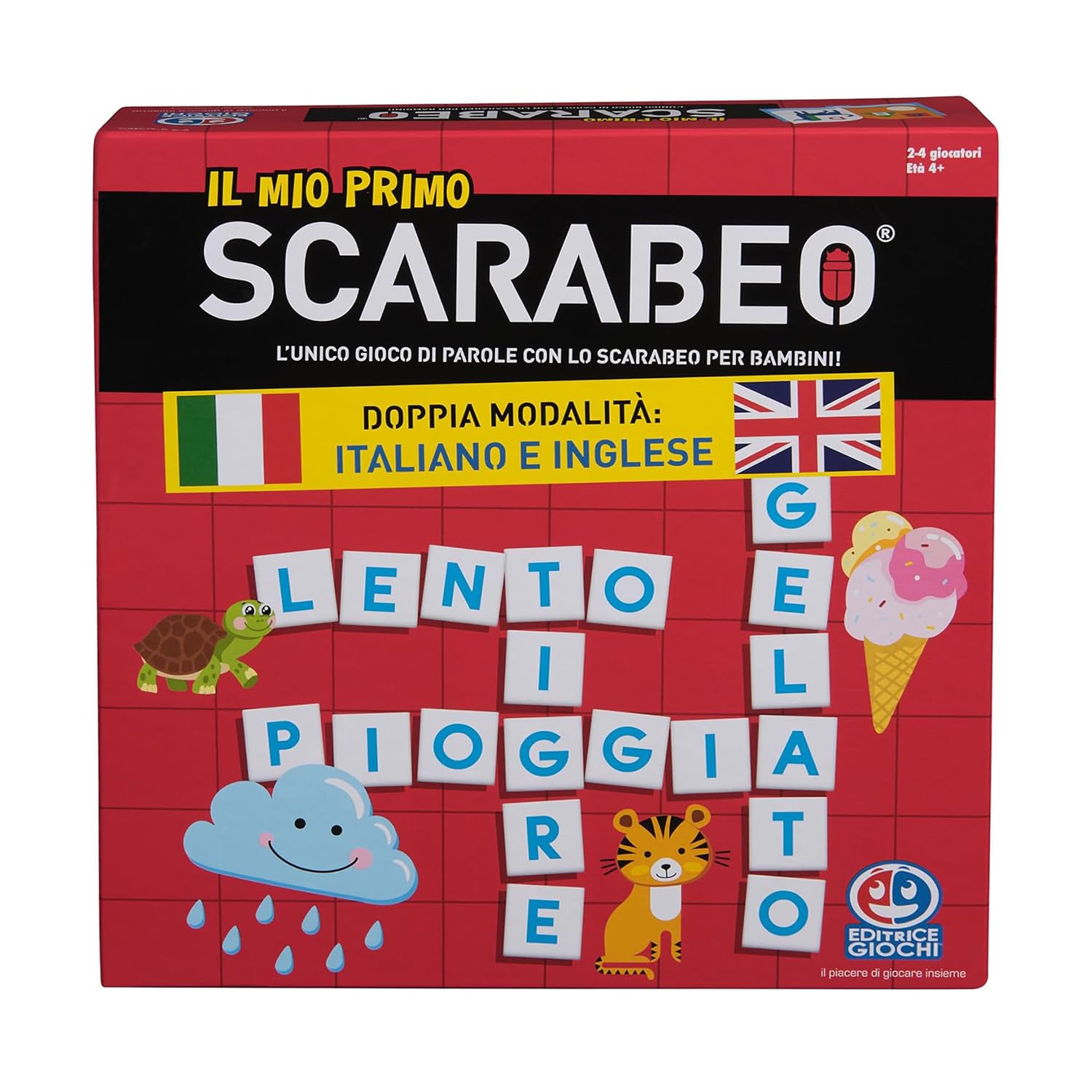 Editrice Giochi Il Mio First Scarabeo, Italian-English Edition, Board Game, Letters and Words Learning Game, Board Games for Children, from 2 to 4 Players, 4 Years