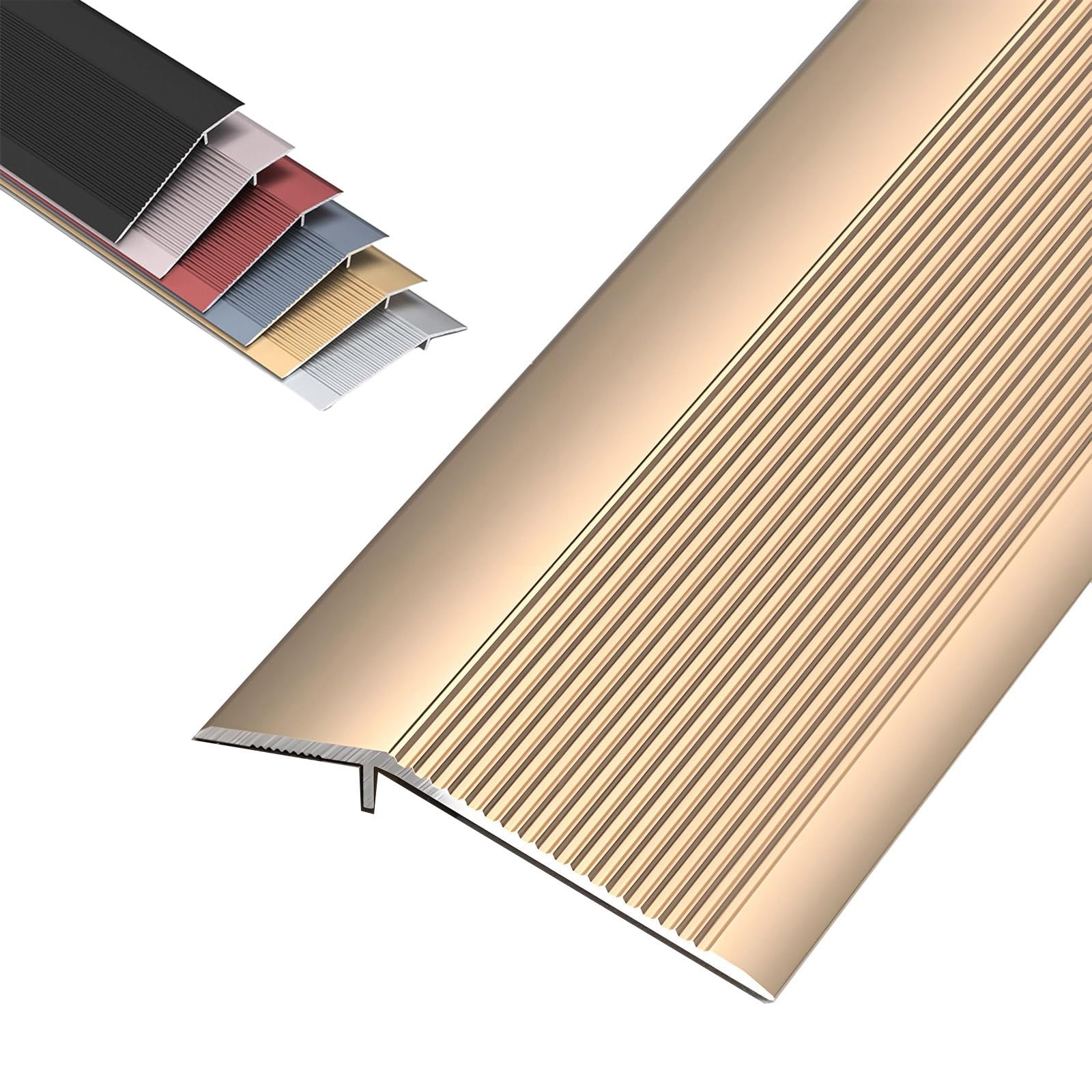 Barre De Seuil 10 Cm Aluminium Bande，de Seuil De Porte De Sol Imperméable，Profil Rail De Transition Plate Pour Écarts De Sol Irréguliers Bordure De Moquette, 2pcs(Luxury Gold,7cm(W))