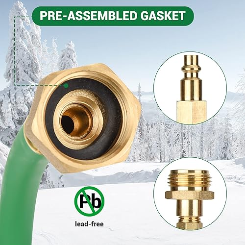 Miniatura 2 de Kit de invierno RV y adaptador de soplado de aspersor con válvula de apagado compresor de aire de conexión rápida enchufe de agua