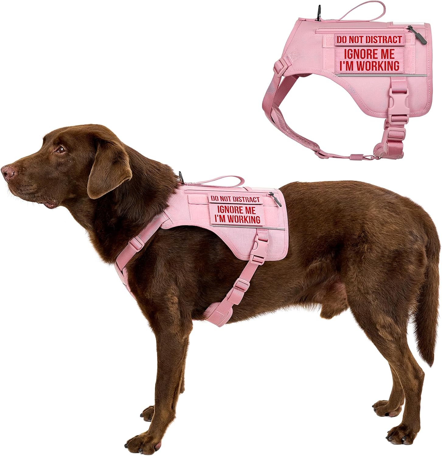 OneTigris Sentinel Pink Service Dog Vest with Patches, Reflective Lightweight Dog Harness for Medium Large Dogs (Pink, M: Neck 16-23", Chest 24-32")