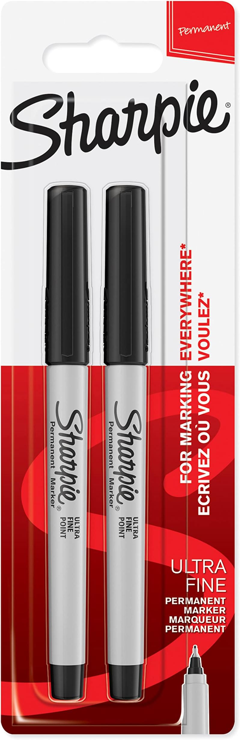 Permanent Markers | Ultra Fine Point for Precise Marks | Black Ink | 2 Marker Pens