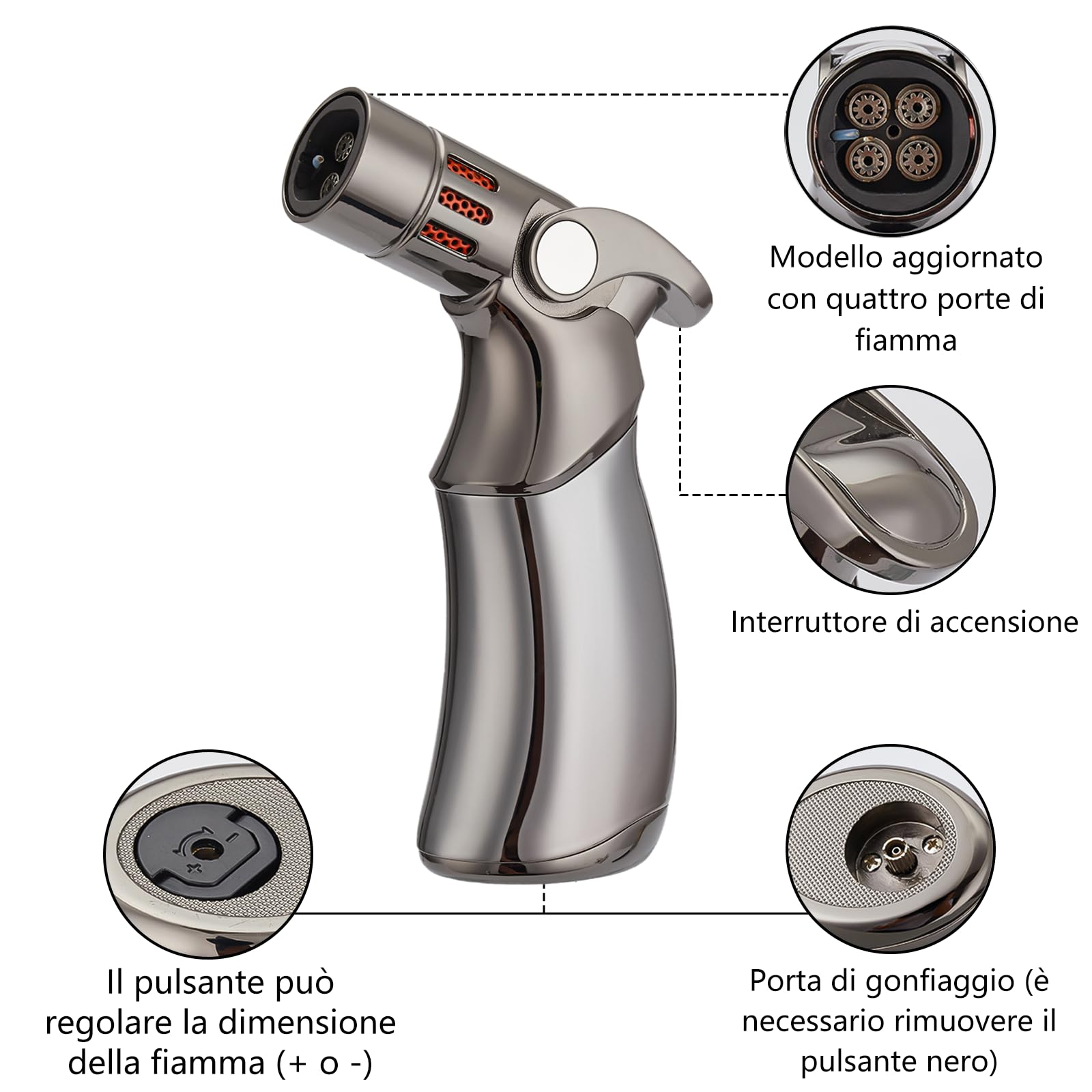 Kit per affumicatore per cocktail con torcia, kit per affumicatore Bourbon vecchio stile con quattro tipi di trucioli di legno, regalo per padre, marito e amanti dei cocktail (senza butano)