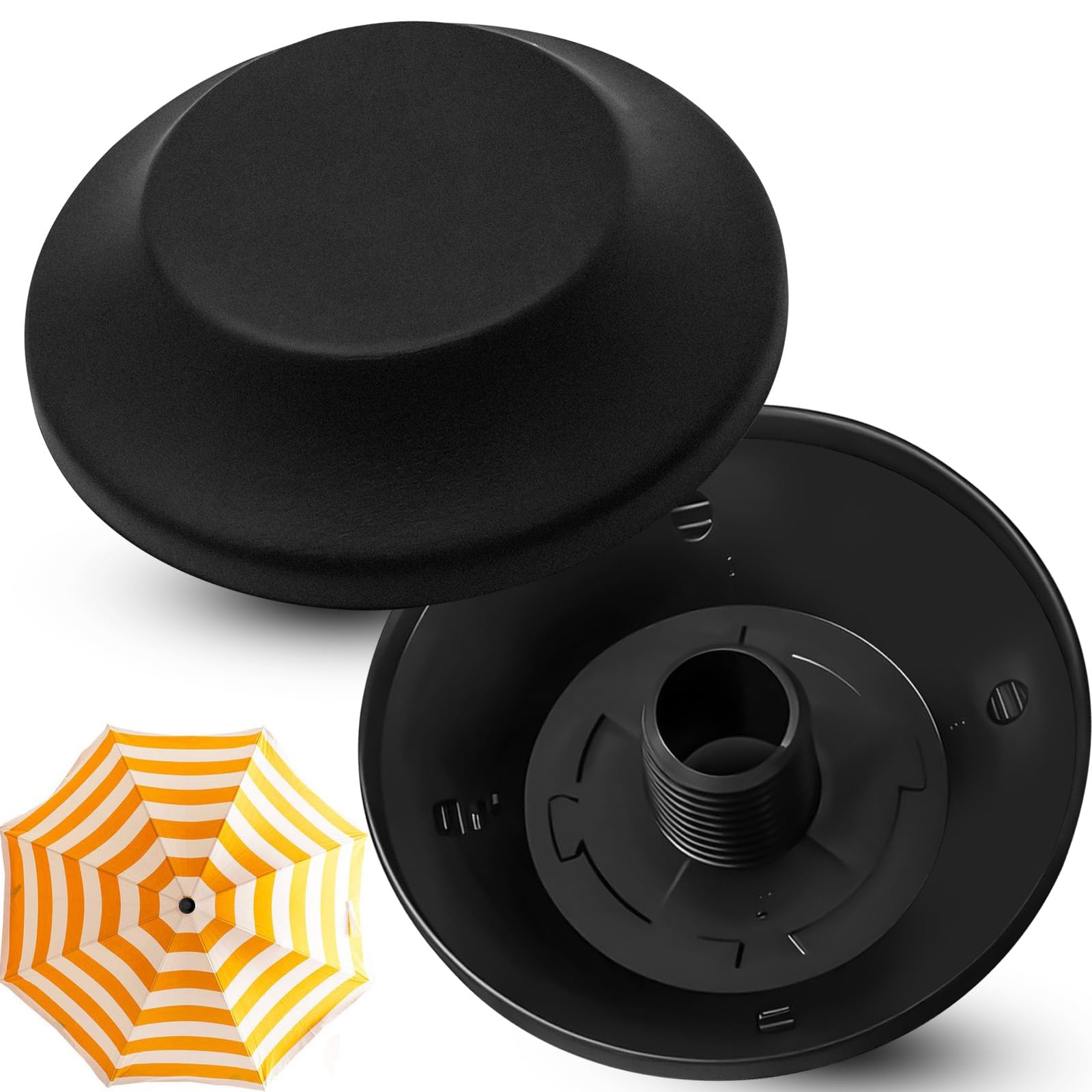 2Pcs Patio Umbrella Tip Caps Replacement Part Outdoor Cantilever Umbrella Top Screw Cap for Pole Handle Easy Install Accessories Protects from Scratches Black-image-15