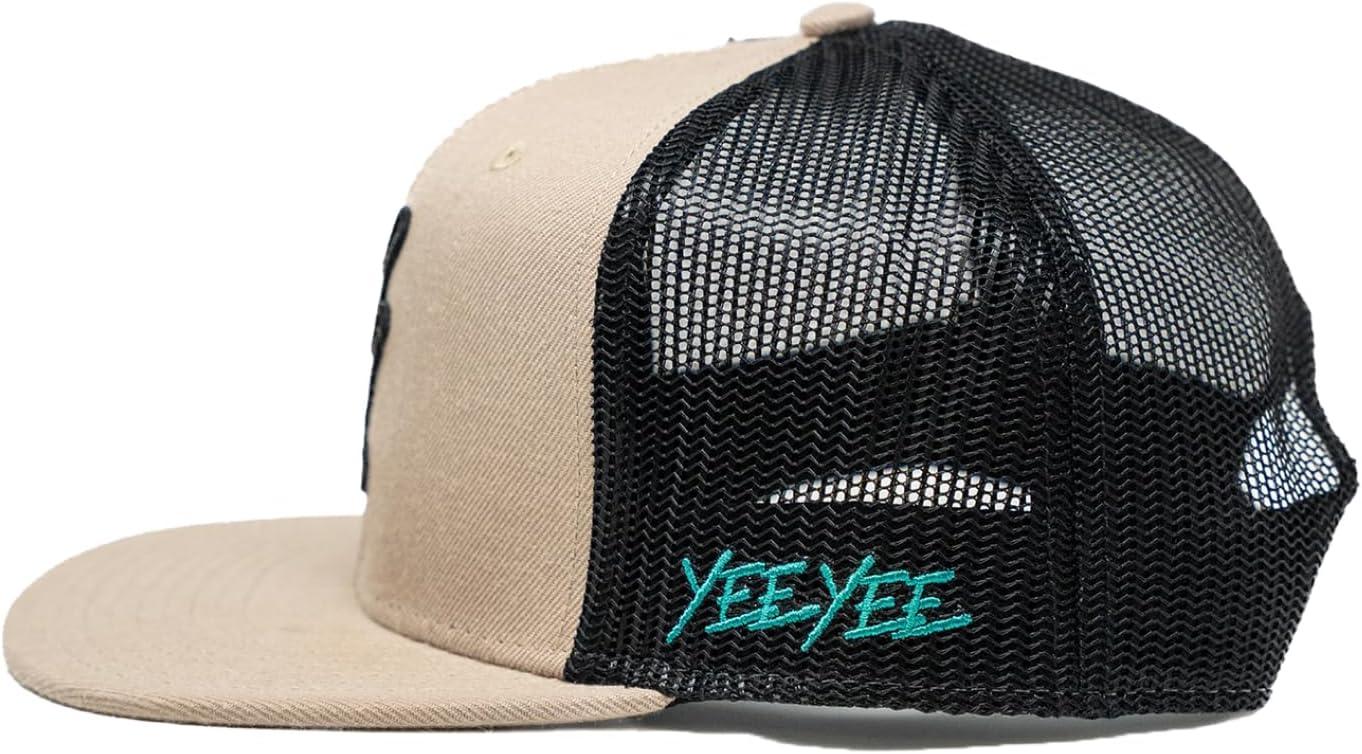 Yee Yee Apparel Tombstone Hat – Men’s Trucker Hat with Adjustable Snapback and Mesh Back, Men’s Snap Cap with Flat Bill Brim