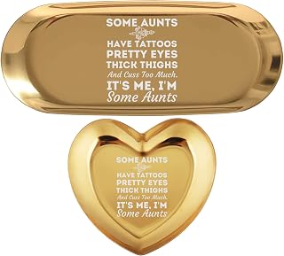 Some Aunts Have Tattoos Pretty Eyes Thick Thighs Key Jewely Holder Ring Dish | Set of 2 Trinkets Tray Wedding