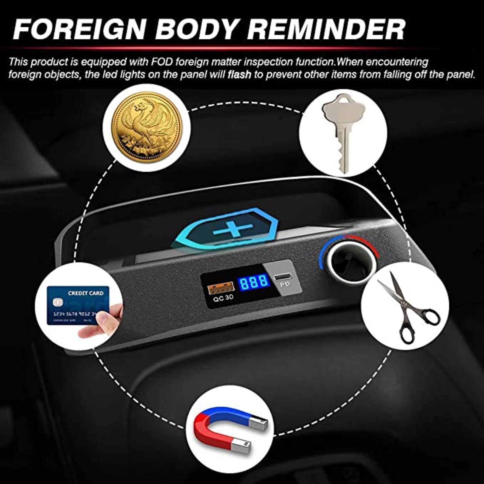 Cargador de Coche inalámbrico para Toy-OTA Corolla 2019-2021 Panel de Accesorios de Consola Central con Puerto USB QC3.0 y Puerto PD de 18 W, Cargador de teléfono de Carga rápida de 15 W para 11/P